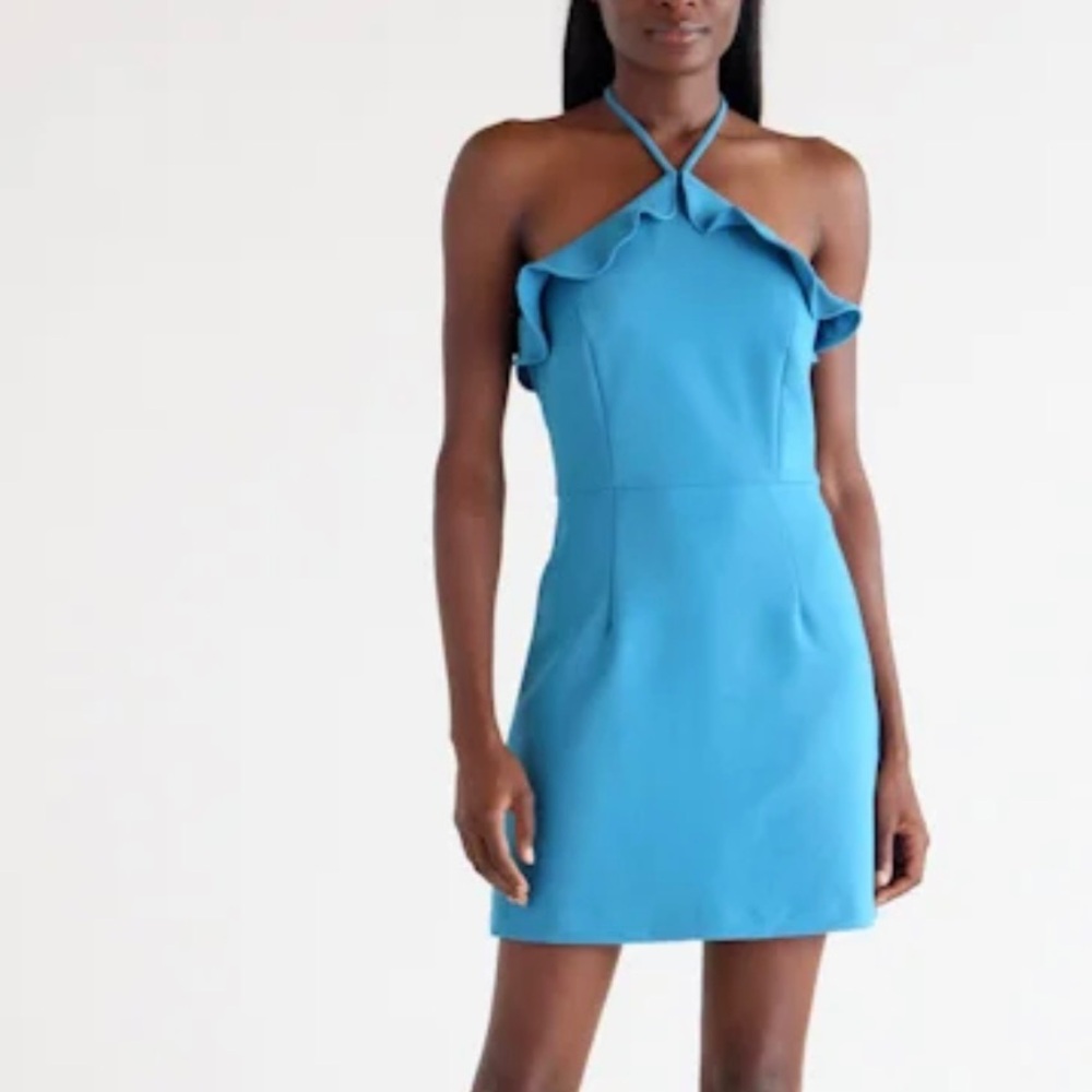 Elegant Blue Halter Dress - Picture 2 of 14